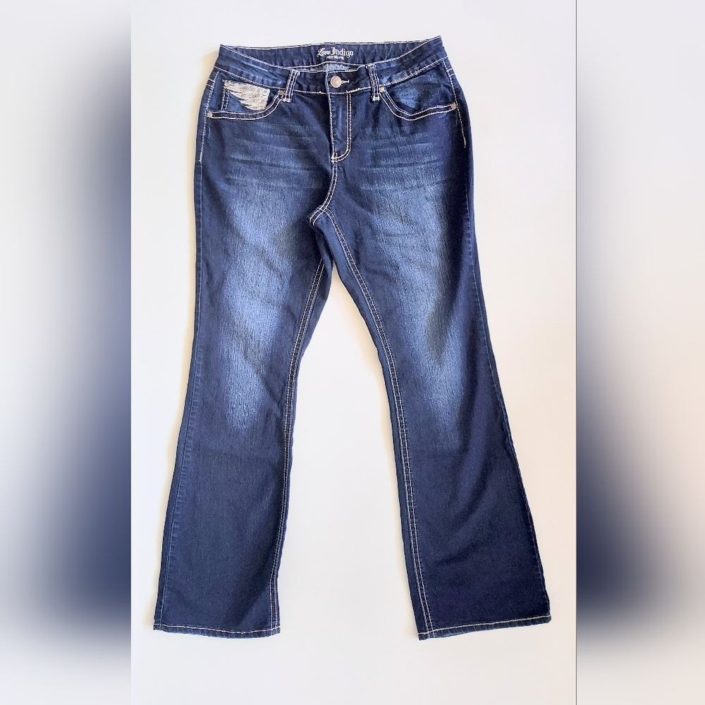 Love Indigo Embellished Boot Cut Jeans Womens Size 14 Pockets